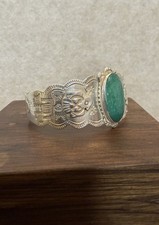 Native American Sterling Fred Harvey Era Turquoise Thunderbird Cuff Bracelet - Additional view 1