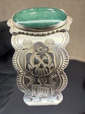 Native American Sterling Fred Harvey Era Turquoise Thunderbird Cuff Bracelet - Additional view 11