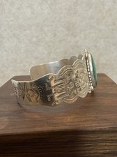 Native American Sterling Fred Harvey Era Turquoise Thunderbird Cuff Bracelet - Additional view 6