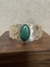 Native American Sterling Fred Harvey Era Turquoise Thunderbird Cuff Bracelet