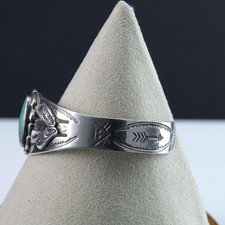 Vintage Fred Harvey Era Bell Trading Post Sterling/Turquoise Cuff bracelet - Additional view 3