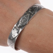 6.25" 1940's Fred Harvey sterling silver Arrowhead slim stacker cuff bracelet