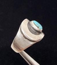 Old Pawn 1940’s Fred Harvey EraNative American Sterling Turquoise Ring sz9.75 - Additional view 3