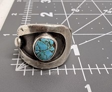 Old Pawn 1940’s Fred Harvey EraNative American Sterling Turquoise Ring sz9.75 - Additional view 8