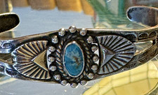 Vintage Maisel's Sterling Navajo Cuff Bracelet 925 Silver Turquoise Fred Harvey - Additional view 5