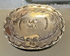 Vintage Navajo Whirling Log Conchos Buckle Silver Oval Fred Harvey Era Native AM - Additional view 1