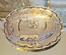 Vintage Navajo Whirling Log Conchos Buckle Silver Oval Fred Harvey Era Native AM