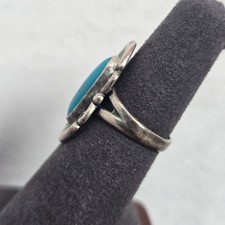 Vintage Fred Harvey Native American 925 Sterling Silver Turquoise Ring Size 6 - Additional view 4