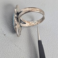 Vintage Fred Harvey Native American 925 Sterling Silver Turquoise Ring Size 6 - Additional view 8