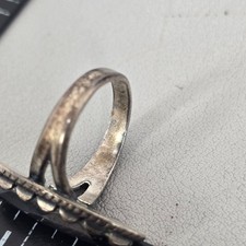 VTG Fred Harvey Native American Hematite Sterling Silver Ring Sz 6.5 Rope Design - Additional view 6