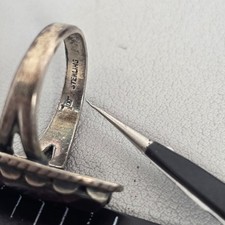 VTG Fred Harvey Native American Hematite Sterling Silver Ring Sz 6.5 Rope Design - Additional view 7