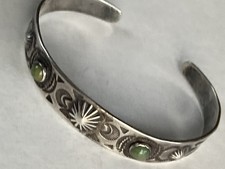 Fred Harvey Rare Coin 900 Silver Turquoise Cuff - Additional view 1