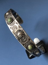 Fred Harvey Rare Coin 900 Silver Turquoise Cuff