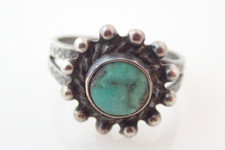 Vintage Navajo Fred Harvey Era Turquoise Sterling Stamped Band Ring Sz 7.75 - Additional view 2