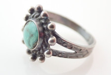 Vintage Navajo Fred Harvey Era Turquoise Sterling Stamped Band Ring Sz 7.75 - Additional view 3