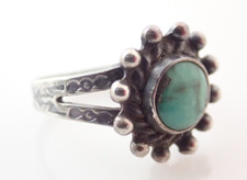 Vintage Navajo Fred Harvey Era Turquoise Sterling Stamped Band Ring Sz 7.75 - Additional view 4