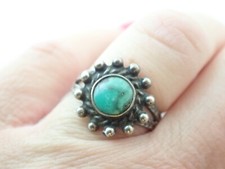 Vintage Navajo Fred Harvey Era Turquoise Sterling Stamped Band Ring Sz 7.75 - Additional view 7