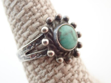 Vintage Navajo Fred Harvey Era Turquoise Sterling Stamped Band Ring Sz 7.75