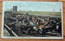 Cattle Pens La Junta Colorado Postcard PC 1930 Fred Harvey # H-2949