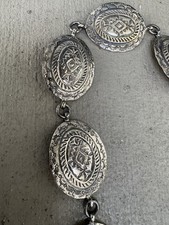 Rare Vintage Signed Sterling Silver 41” Concho Belt Fred Harvey Era Stamp Work - Additional view 4