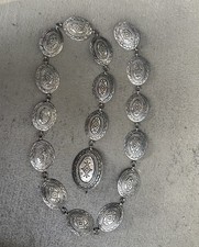 Rare Vintage Signed Sterling Silver 41” Concho Belt Fred Harvey Era Stamp Work