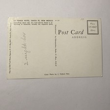 1940s Fred Harvey La Fonda Hotel Old Cars Santa Fe NM Postcard New Mexico - Additional view 1
