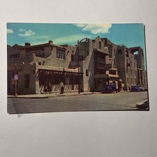 1940s Fred Harvey La Fonda Hotel Old Cars Santa Fe NM Postcard New Mexico