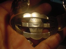 Fred Harvey Era  Navajo Repouse SterlingSilver Cerrillos Turquoise Bracelet - Additional view 4