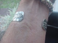 Fred Harvey Era  Navajo Repouse SterlingSilver Cerrillos Turquoise Bracelet - Additional view 10