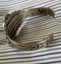 1940’s Fred Harvey Turquoise Stamped Cuff Bracelet - Additional view 1