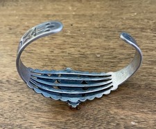 1940’s Fred Harvey Turquoise Stamped Cuff Bracelet - Additional view 3