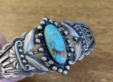 1940’s Fred Harvey Turquoise Stamped Cuff Bracelet - Additional view 5