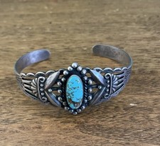 1940’s Fred Harvey Turquoise Stamped Cuff Bracelet