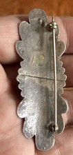 Vintage Navajo Old Pawn Sterling Silver Stamped Turquoise Brooch Fred Harvey Era - Additional view 5