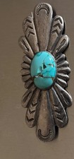 Vintage Navajo Old Pawn Sterling Silver Stamped Turquoise Brooch Fred Harvey Era - Additional view 7