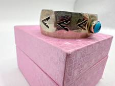 Fred Harvey child or baby Sterling Turquoise Bracelet - Additional view 2