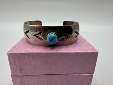 Fred Harvey child or baby Sterling Turquoise Bracelet - Additional view 5