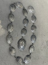 Rare Vintage Signed Sterling Silver 41” Concho Belt Fred Harvey Era Stamp Work - Additional view 13