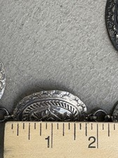 Rare Vintage Signed Sterling Silver 41” Concho Belt Fred Harvey Era Stamp Work - Additional view 10