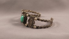 Old Pawn Navajo Sterling Silver and Turquoise Bracelet Fred Harvey - Additional view 1