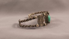 Old Pawn Navajo Sterling Silver and Turquoise Bracelet Fred Harvey - Additional view 2