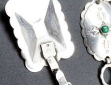 Vintage Sterling Silver Navajo Fred Harvey Era Turquoise Conch Link 1950's Belt - Additional view 7