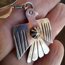 Vintage Navajo Fred Harvey Era SINGLE Sterling Thunderbird Earring FOR REPURPOSE - Additional view 3