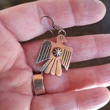 Vintage Navajo Fred Harvey Era SINGLE Sterling Thunderbird Earring FOR REPURPOSE
