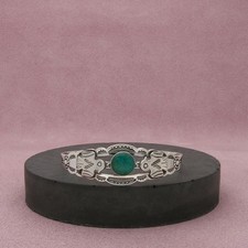 fred harvey era sterling silver turquoise thunderbird cuff bracelet size 5.75in