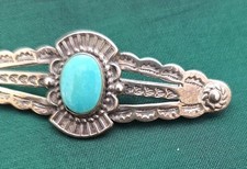 Vintage Fred Harvey era Bar Brooch Stamped Sterling Silver with Turquoise - Additional view 4