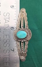 Vintage Fred Harvey era Bar Brooch Stamped Sterling Silver with Turquoise - Additional view 5