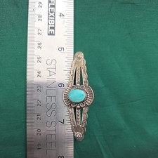 Vintage Fred Harvey era Bar Brooch Stamped Sterling Silver with Turquoise - Additional view 6