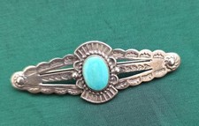 Vintage Fred Harvey era Bar Brooch Stamped Sterling Silver with Turquoise
