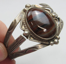 Old Fred Harvey Era Cuff Bracelet Lot Petrified Wood Turqoise PARTS REPAIR - Additional view 1